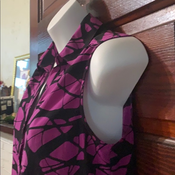 Dana Buchanan Black Purple Sleeveless Button Top 👠 - Picture 5 of 13